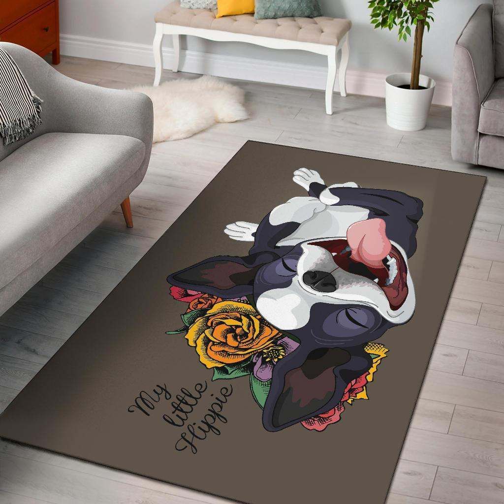 3D Boston Terrier Floral Printed CLA1910040R Rug