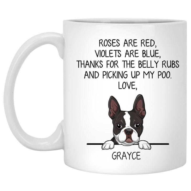 Funny Boston Terrier Roses Are Red Custom Name Printed Mug