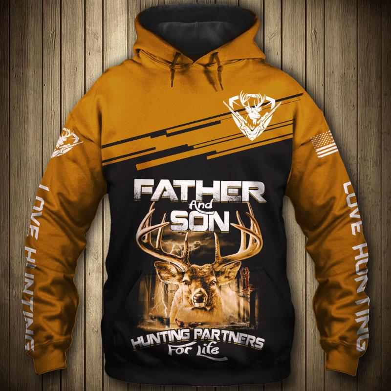 Father And Son Hunting Partners For Life US Flag 3D All Over Print | Hoodie | Unisex | Full Size | Adult | Colorful | HT7228