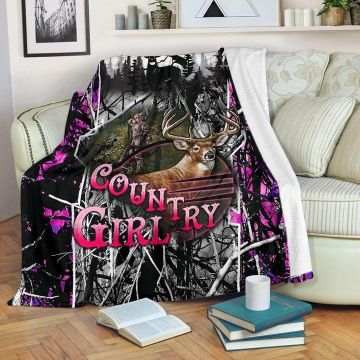 Country Girl Hunting Fleece Blanket | Adult 60×80 inch | Youth 45×60 inch | Colorful | BK2157