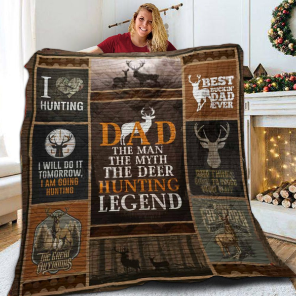 Dad Hunting Fleece Blanket | Adult 60×80 inch | Youth 45×60 inch | Colorful | BK3672