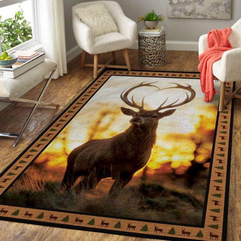 Deer Hunting Anti-Skid Plush Velour Area Rug | Small Size | Normal Size | Big Size | Colorful | AR1091