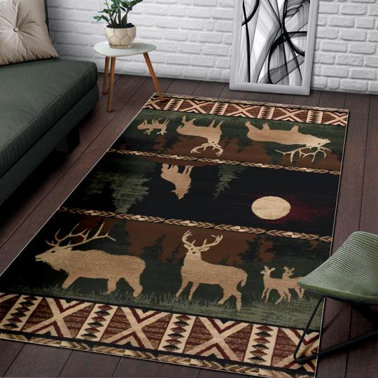 Deer Hunting Anti-Skid Plush Velour Area Rug | Small Size | Normal Size | Big Size | Colorful | AR1064