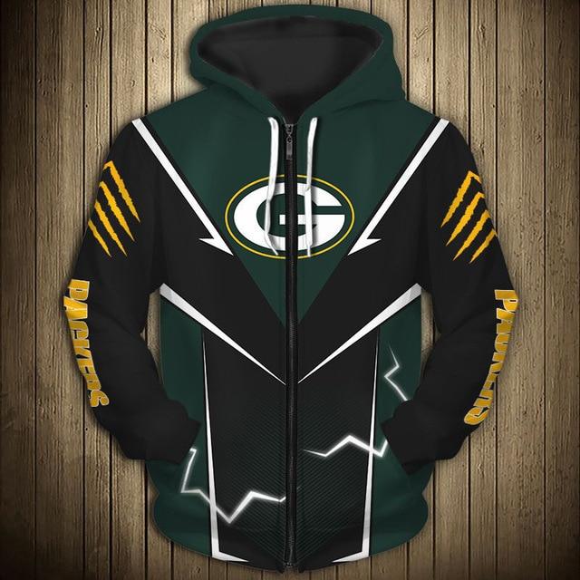 Green Bay Packers Flame Zipper Hoodie