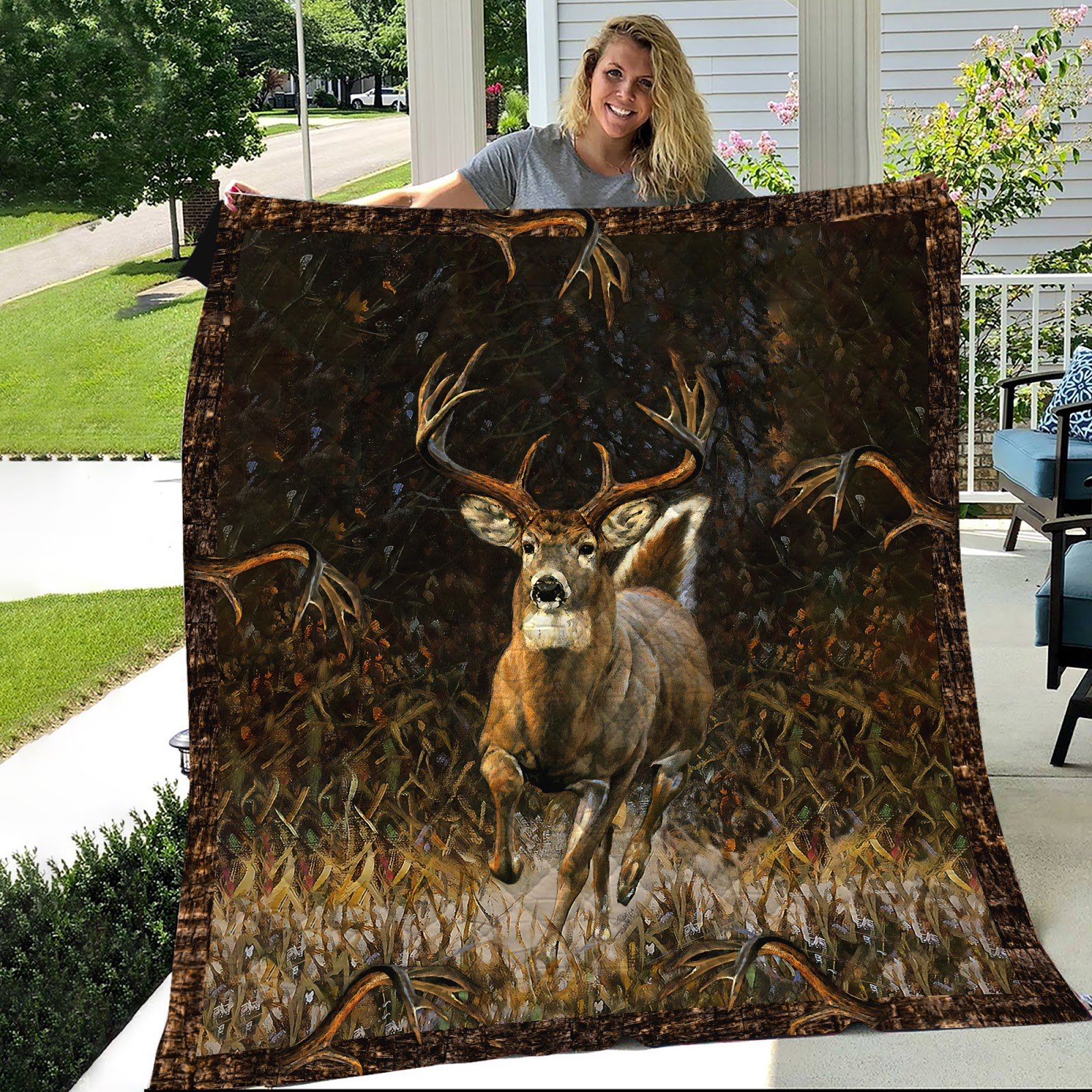 Deer Hunting Fleece Blanket | Adult 60×80 inch | Youth 45×60 inch | Colorful | BK3399