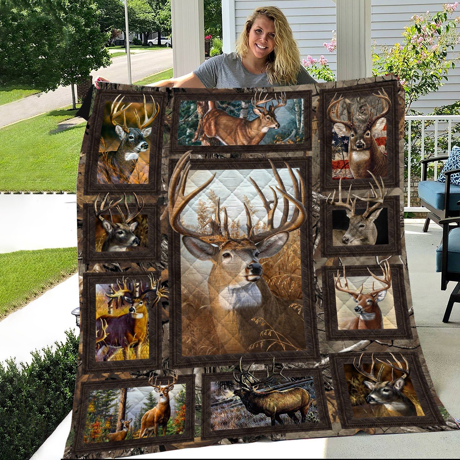 Deer Hunting Fleece Blanket | Adult 60×80 inch | Youth 45×60 inch | Colorful | BK3403