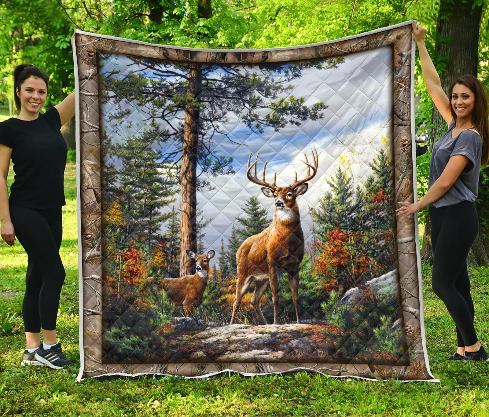 Deer Hunting Fleece Blanket | Adult 60×80 inch | Youth 45×60 inch | Colorful | BK3409