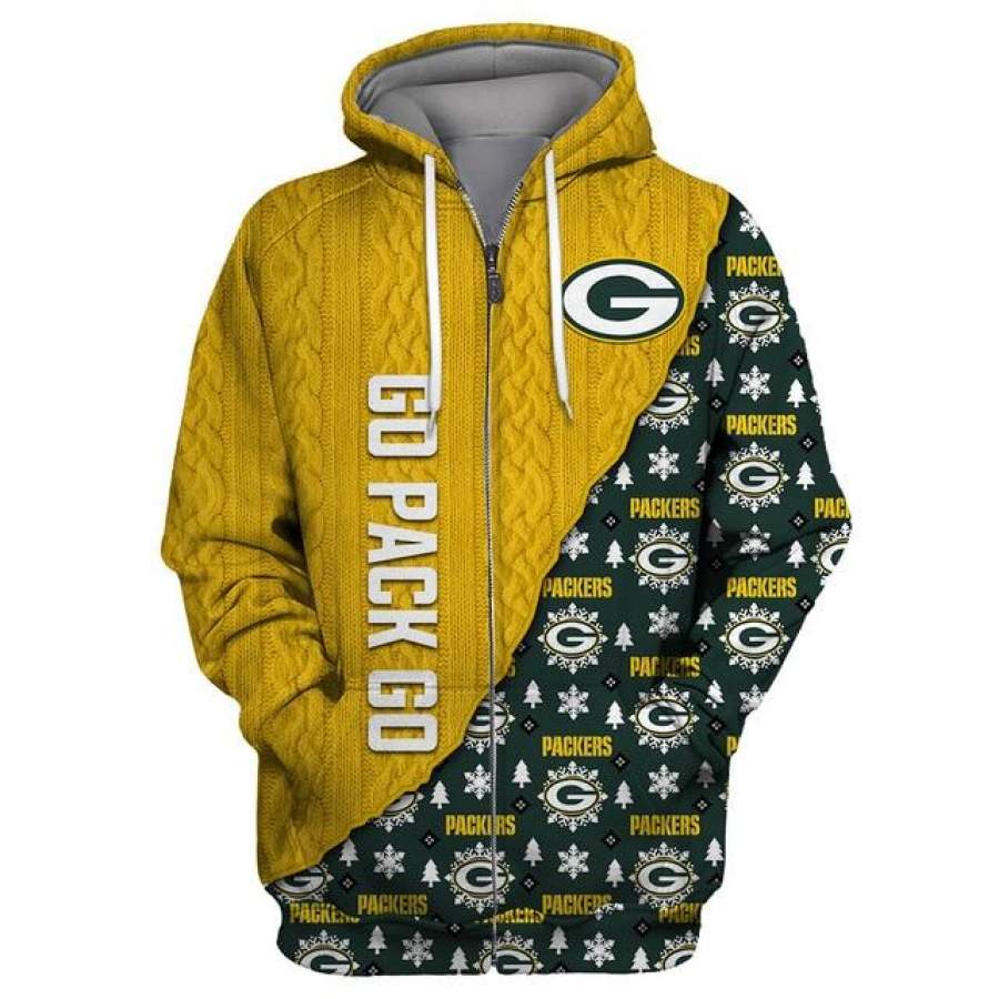 Green Bay Packers Cool Christmas Zipper Hoodie