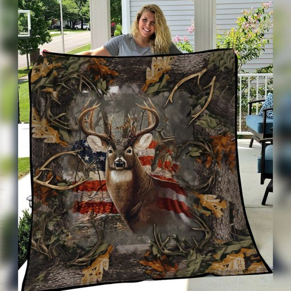 Deer Hunting Fleece Blanket | Adult 60×80 inch | Youth 45×60 inch | Colorful | BK3616