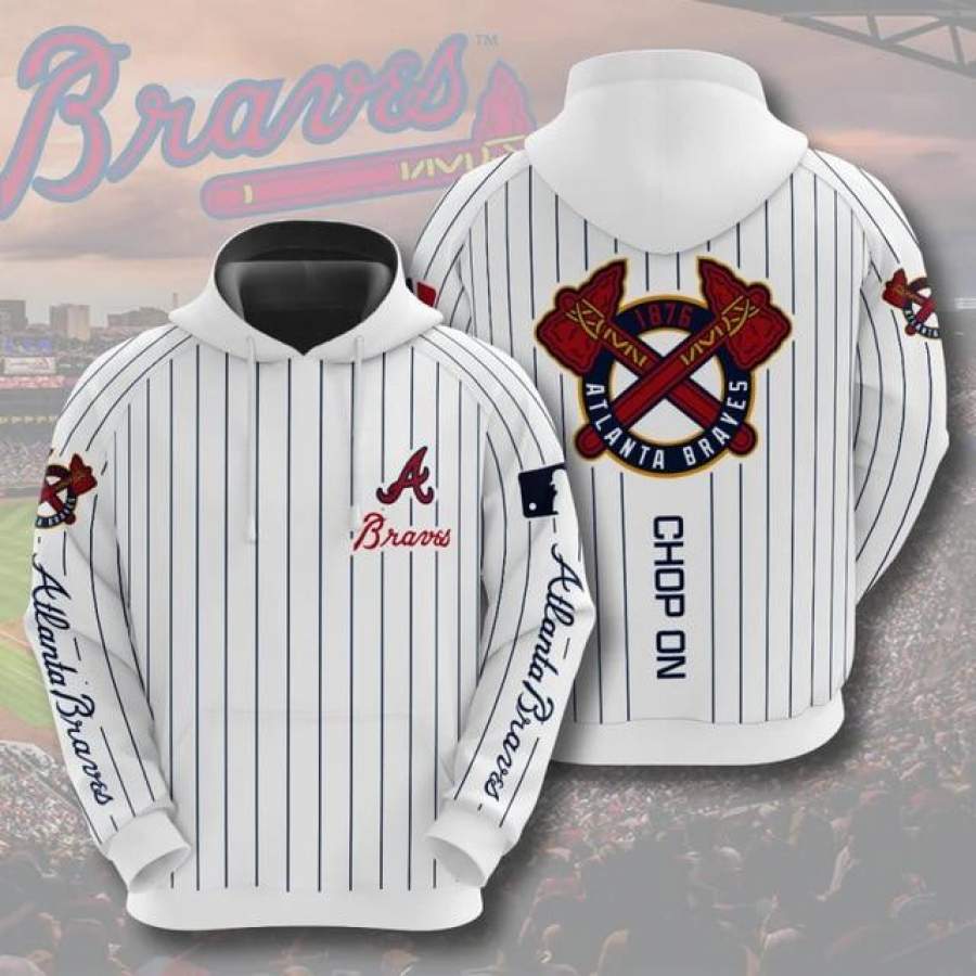 Atlanta Braves Striped Casual Hoodie