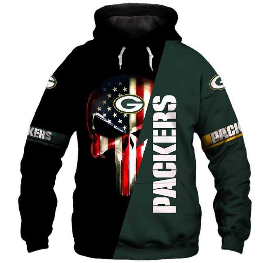 Green Bay Packers 3D Skull Hoodie