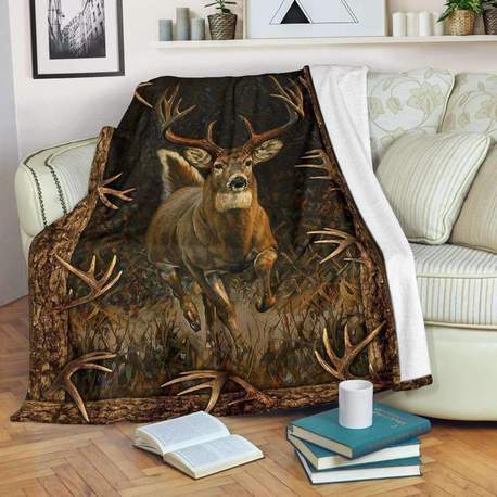 Deer Hunting Fleece Blanket | Adult 60×80 inch | Youth 45×60 inch | Colorful | BK2150