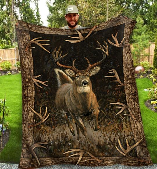 Deer Hunting Fleece Blanket | Adult 60×80 inch | Youth 45×60 inch | Colorful | BK2163