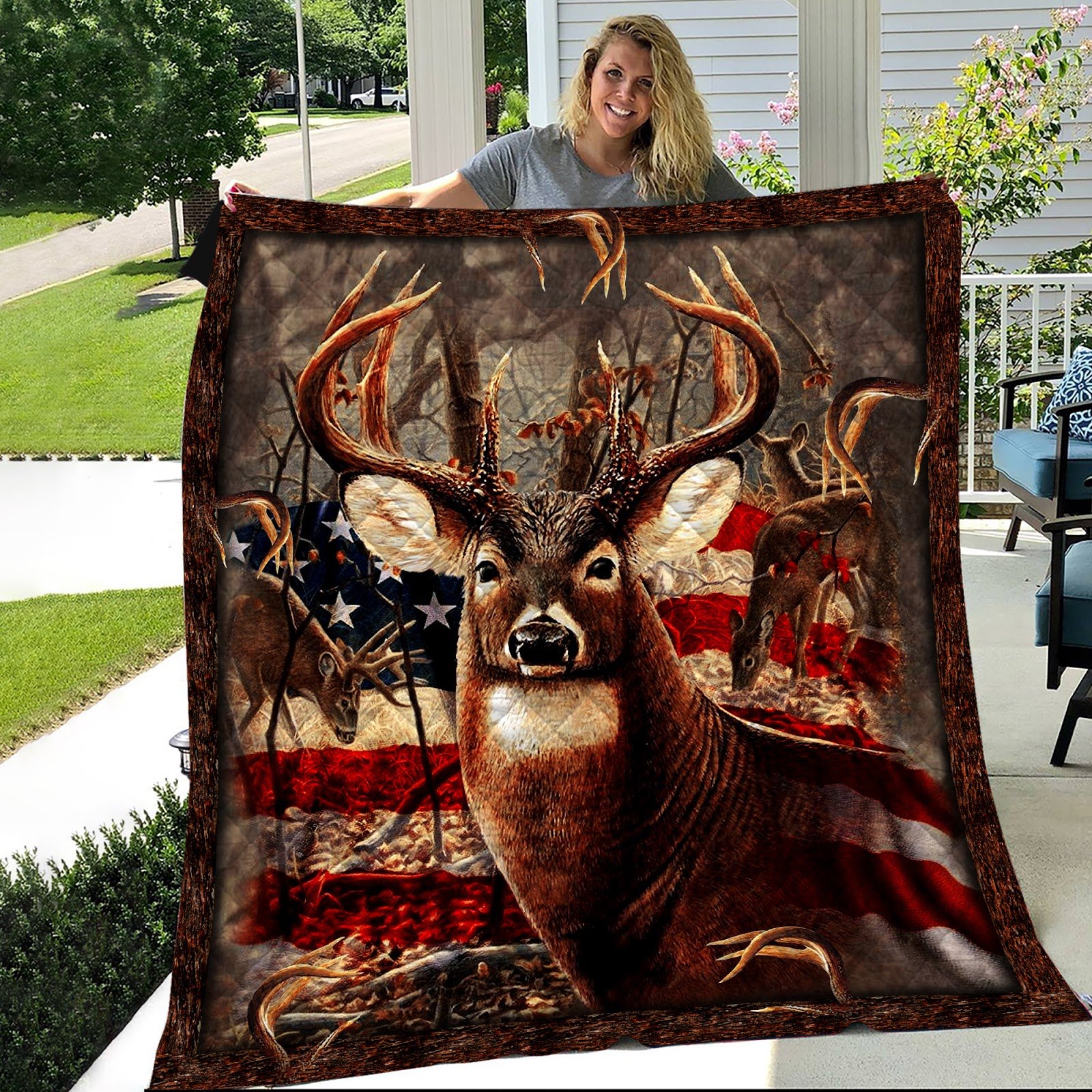 Deer Hunting Fleece Blanket | Adult 60×80 inch | Youth 45×60 inch | Colorful | BK3677