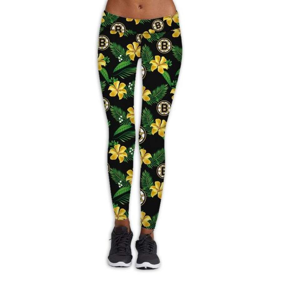 Boston Bruins Flower Print Leggings