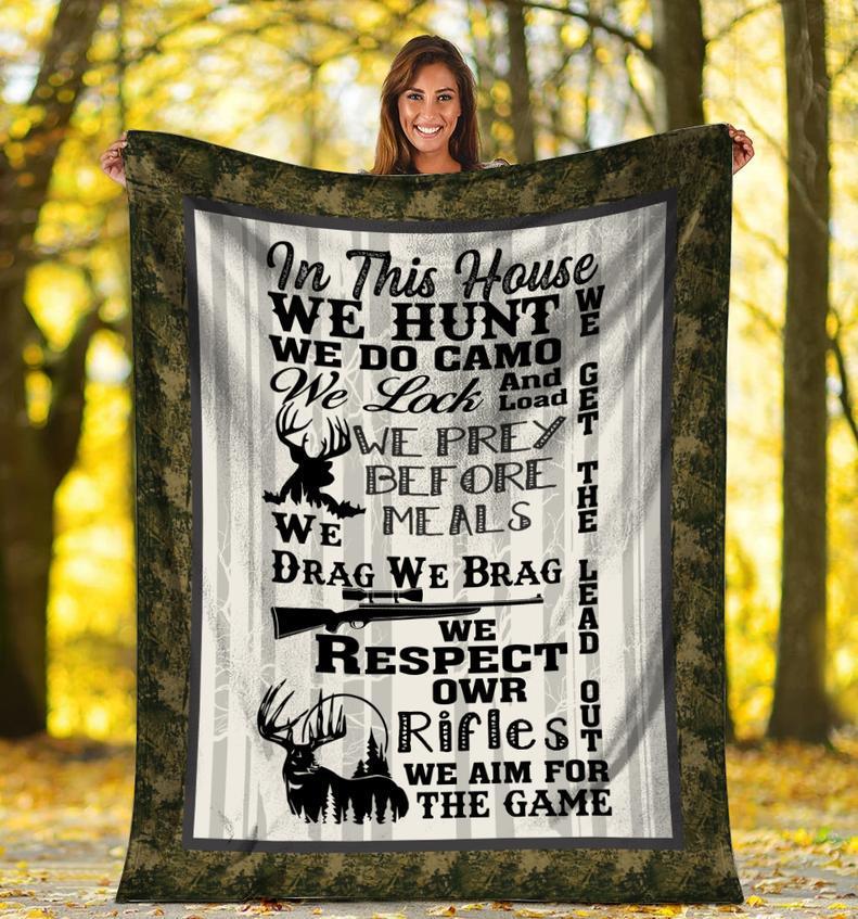 Deer Hunting Funny Gift Fleece Blanket | Adult 60×80 inch | Youth 45×60 inch | Colorful | BK3700