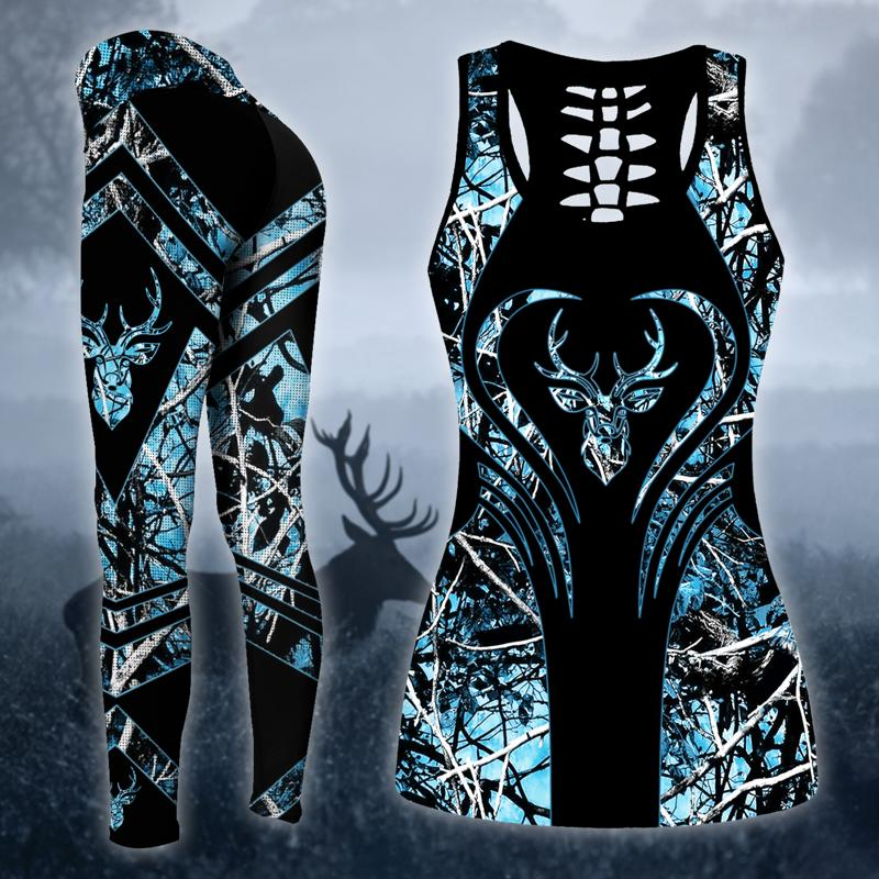 Deer Hunting Legging and Hollow Out Tank Top Set Outfit For Women | Full Size | Adult | Colorful | LGS1203