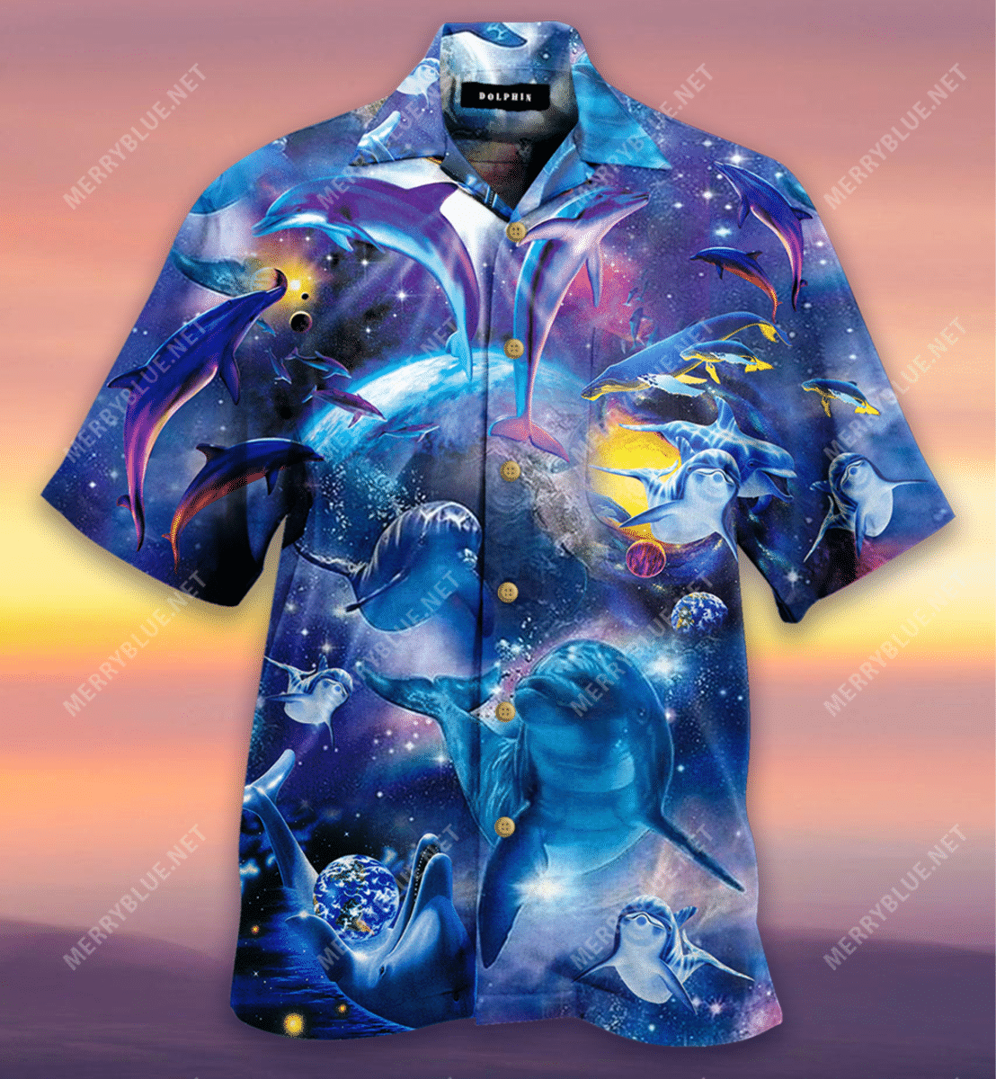 Dolphins In Space Unisex Hawaiian Shirt