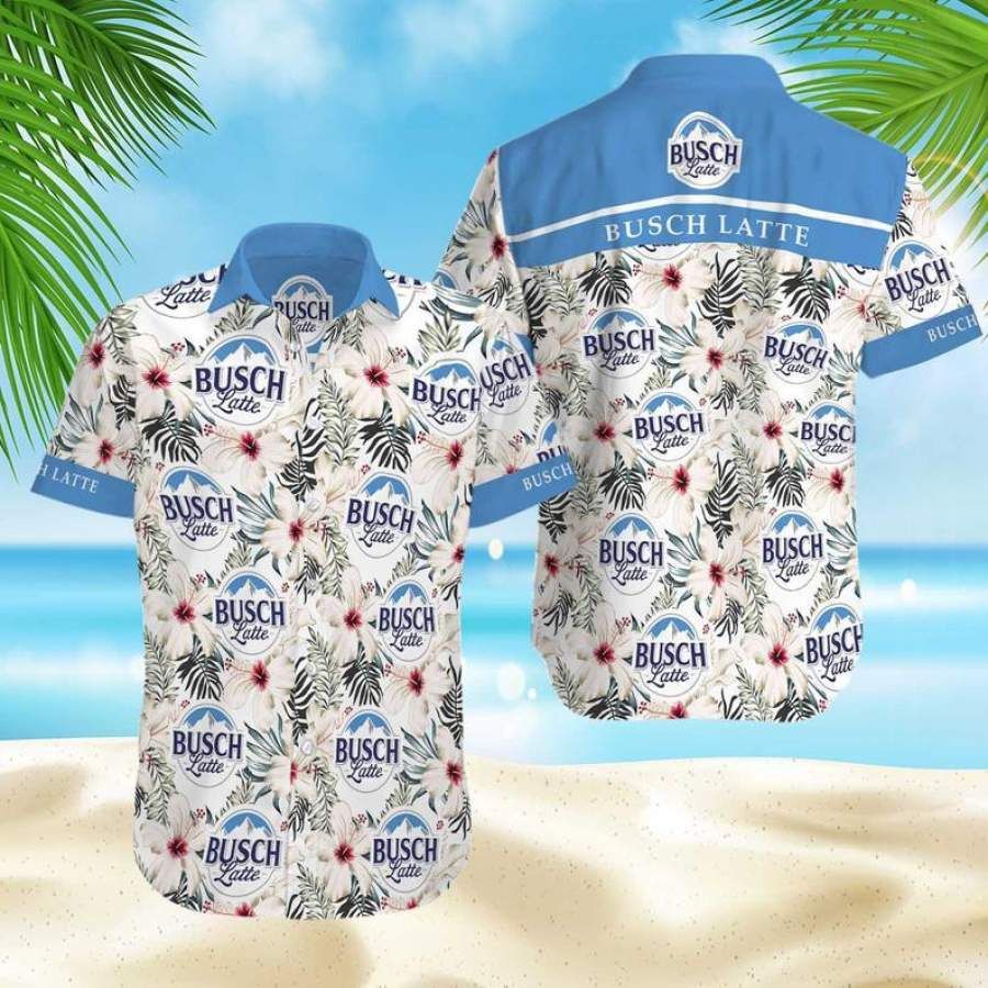 Busch Latte Flower Hawaiian Aloha Shirts #h