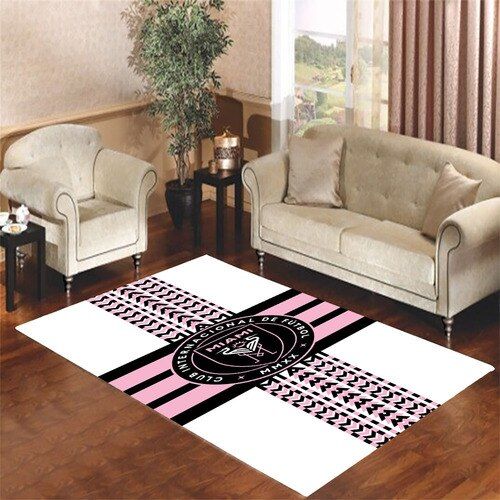 Inter Miami Logo Stripe Living Room Carpet Rugs Area Rug For Living Room Bedroom Rug Home Decor