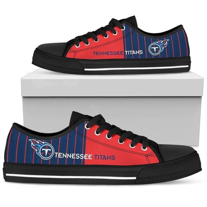 Black Low Top Shoes Cool Simple Design Vertical Stripes Tennessee Titans Custom Design 2020