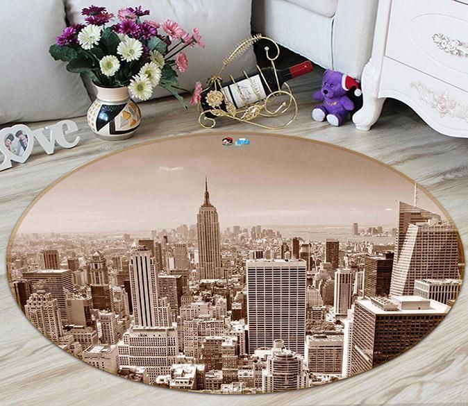 3D New York Buildings 55 Round Rug – Round Carpet Home Decor