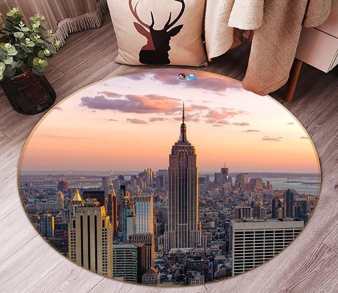 3D Sunset New York 138 Round Rug – Round Carpet Home Decor