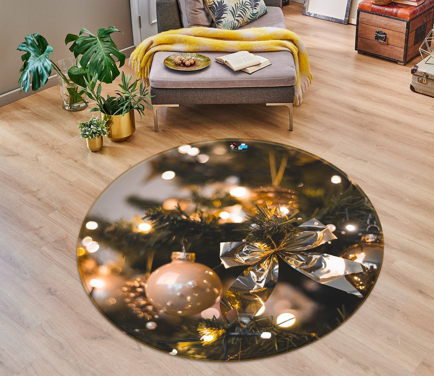 Blink Christmas Ball Round Rug – Round Carpet Home Decor