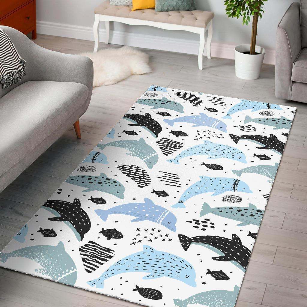 Cute dolphins Childish Style pattern Rug