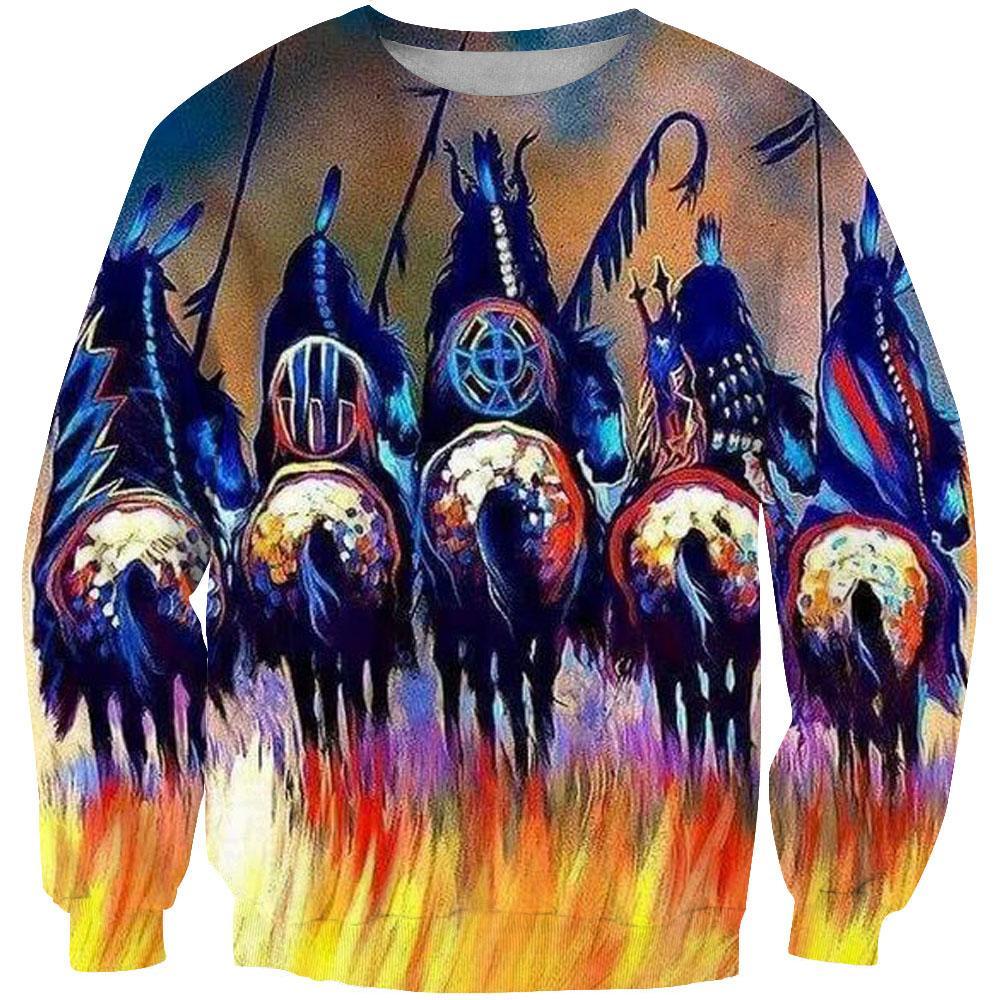 Five Warriors Native American 3D Sweatshirt