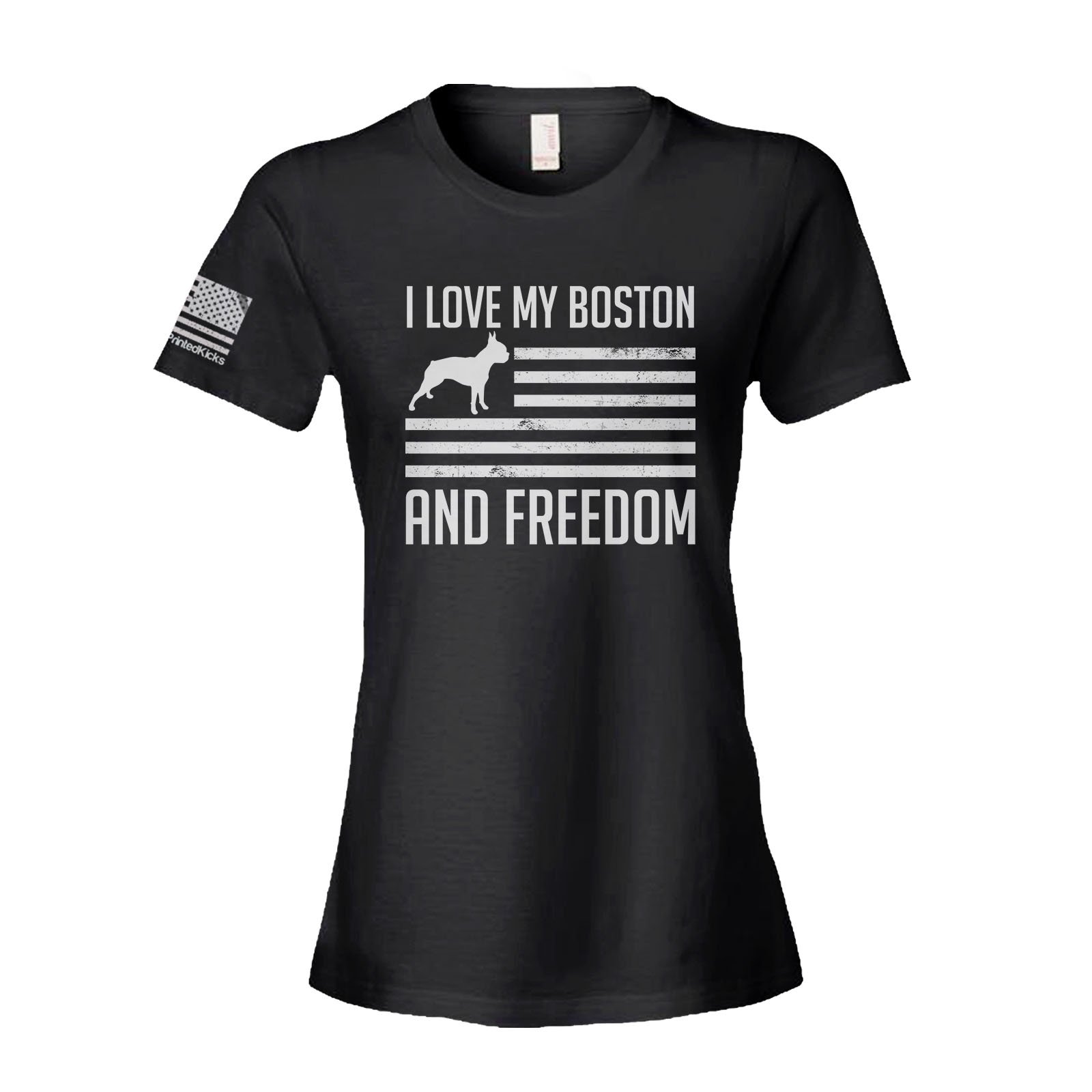 Boston Terrier And Freedom Women’s T-Shirt