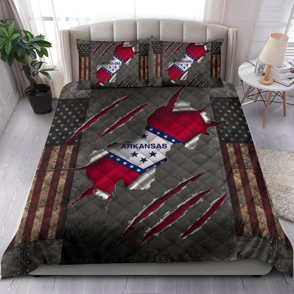 Arkansas American Flag Bedding Quilt Vintage Patriotic State Arkansas Gift Ideas