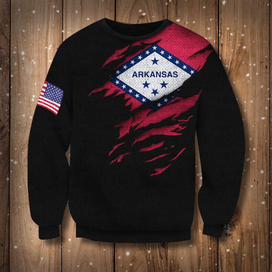 Arkansas Flag And American Flag Logo Sweatshirt Arkansas State Flag Xmas Gift For Boyfriend