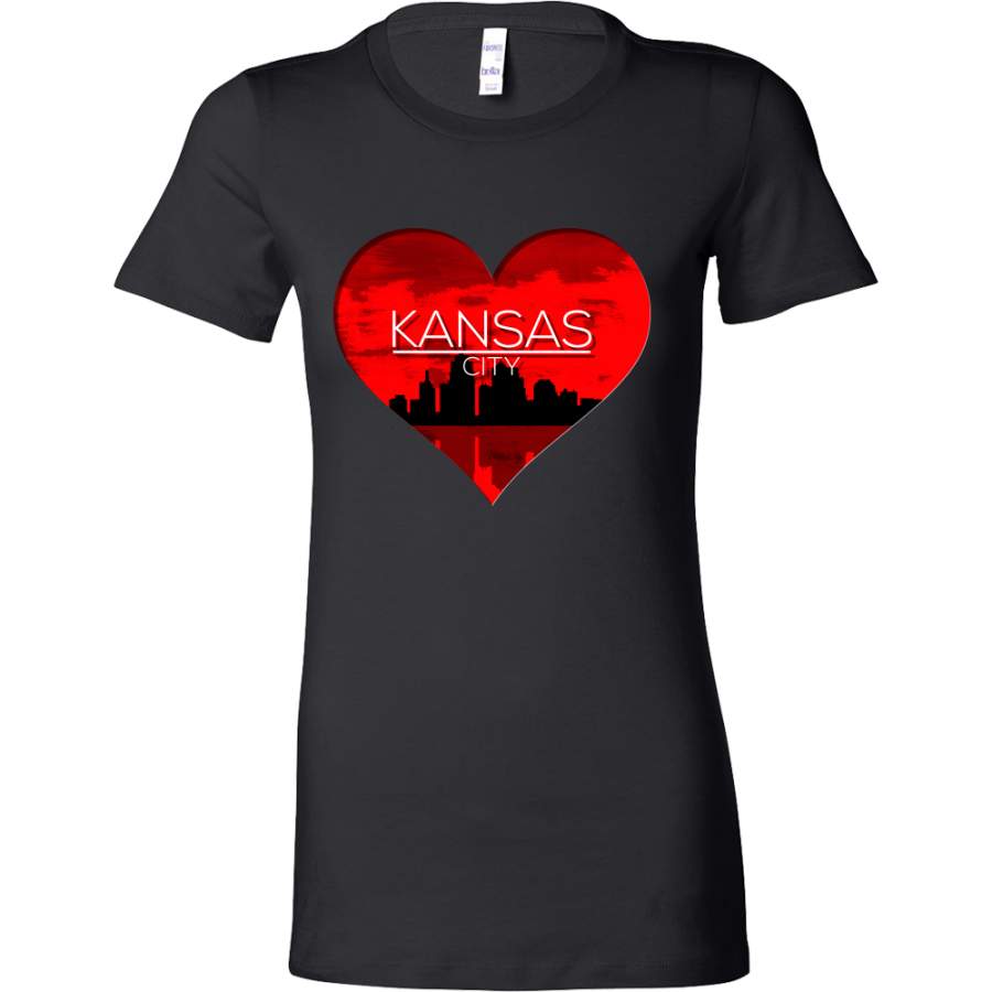 I Love Kansas City KC Skyline Heart State U.S.A Bella T-shirt