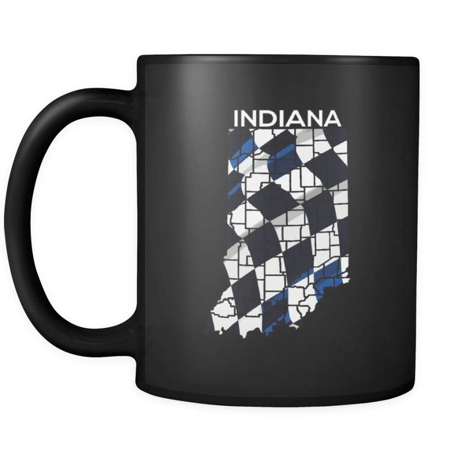 Indiana State Indianapolis Checkered Flag Map U.S.A Black 11oz mug