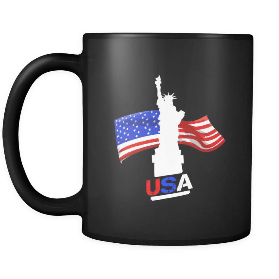 Favorite American USA Flag New York Novelty Black Ceramic 11oz Mug