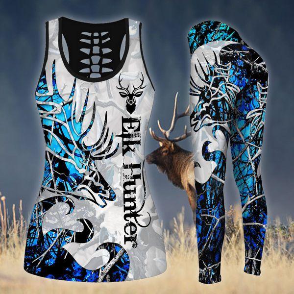 Elk Hunting Legging and Hollow Out Tank Top Set Outfit For Women | Full Size | Colorful | LGS1178