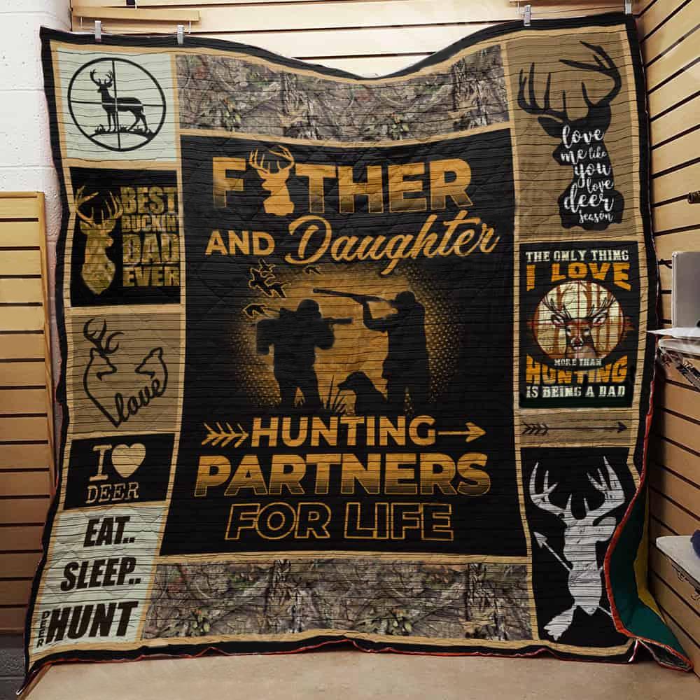 Father And Daughter Hunting Fleece Blanket | Adult 60×80 inch | Youth 45×60 inch | Colorful | BK3656