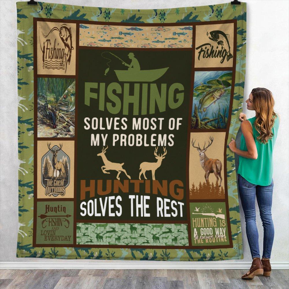 Fishing and Hunting Fleece Blanket | Adult 60×80 inch | Youth 45×60 inch | Colorful | BK3686