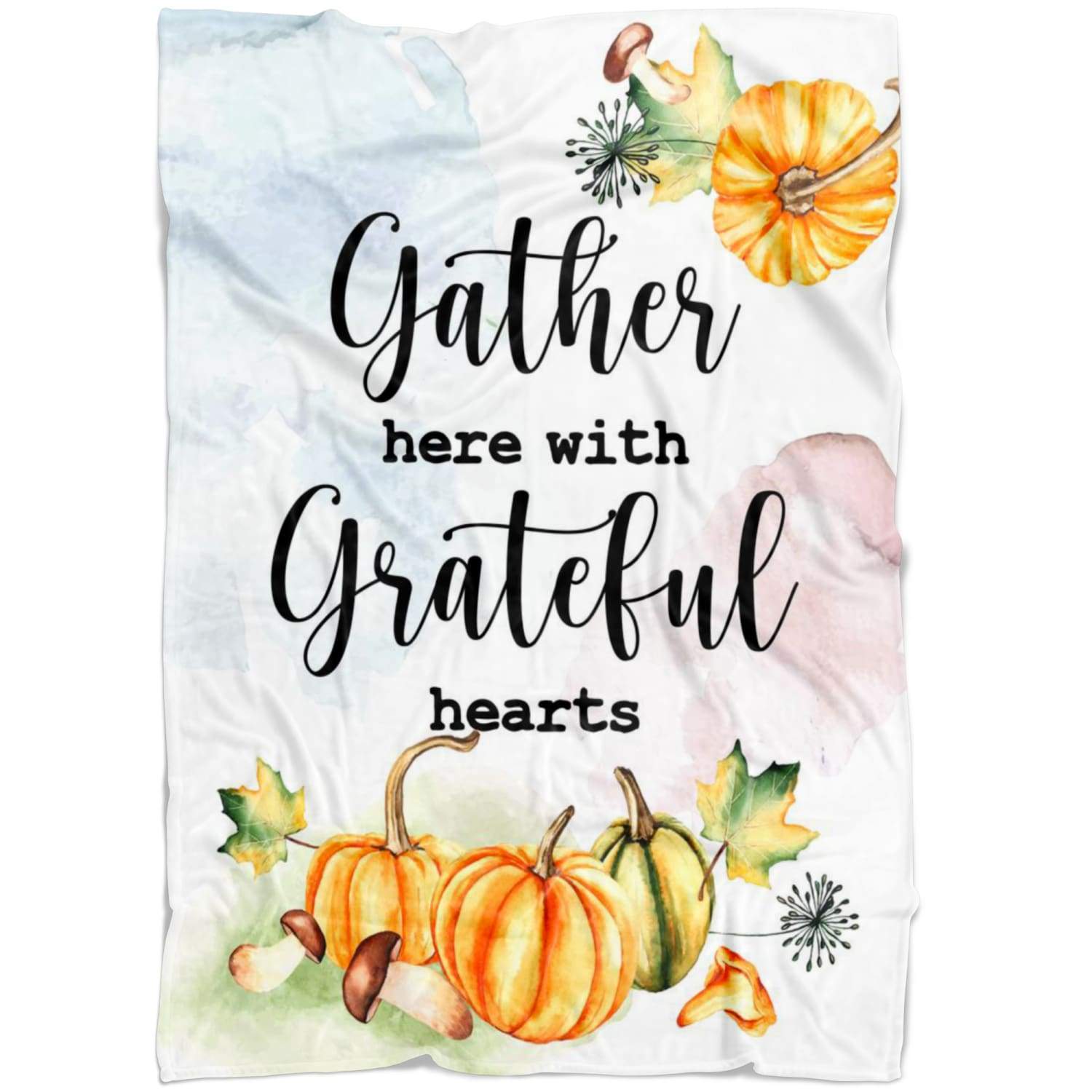 Gather here with grateful hearts Thanksgiving Fleece Blanket | Adult 60×80 inch | Youth 45×60 inch | Colorful | BK2727