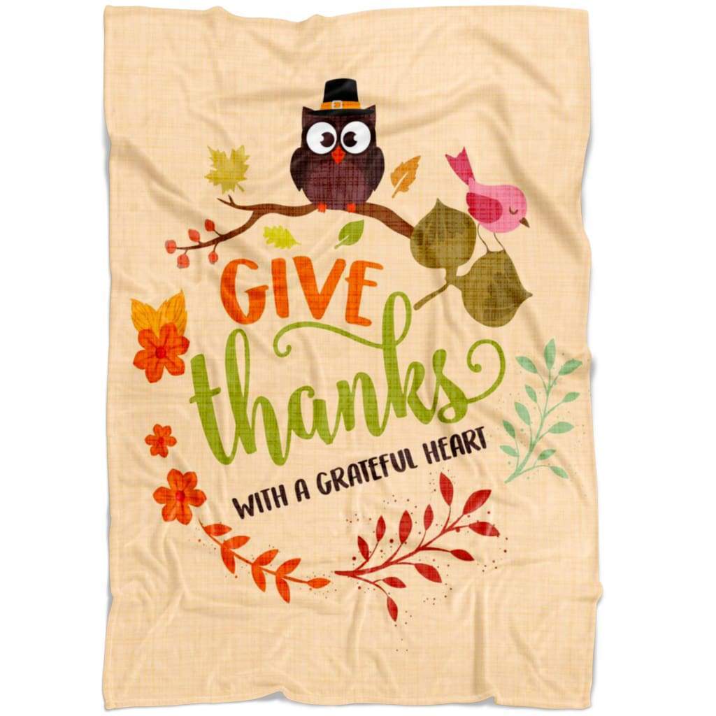 Give Thanks With A Grateful Heart Fleece Blanket | Adult 60×80 inch | Youth 45×60 inch | Colorful | BK2697