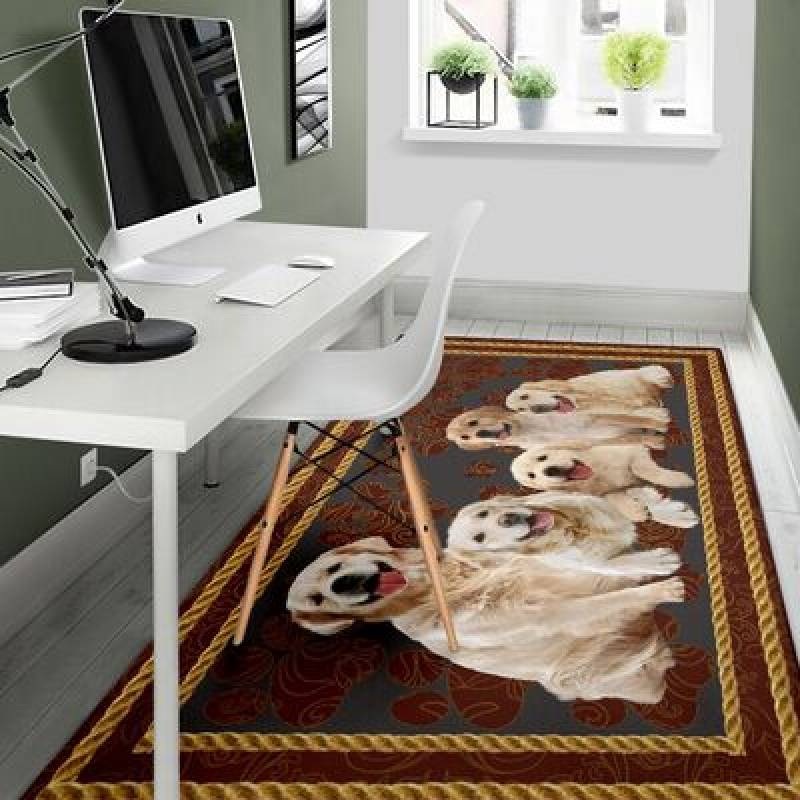 Five of dog vintage pattern golden retriever rug – maria