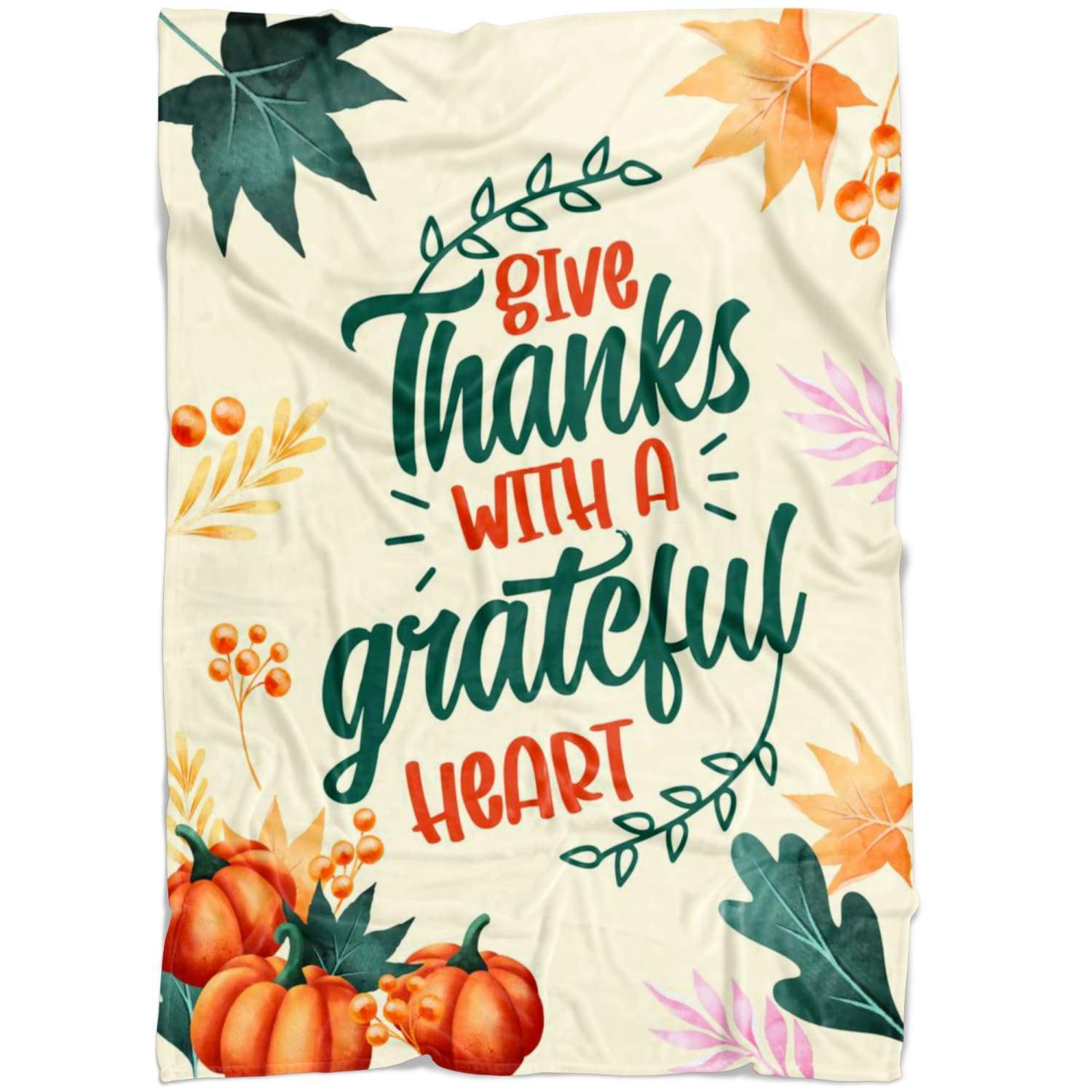 Give Thanks With A Grateful Heart Fleece Blanket | Adult 60×80 inch | Youth 45×60 inch | Colorful | BK2722