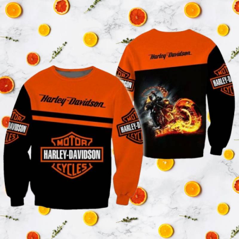 Ghost rider Harley Davidson motorcycle over print 3d hoodie – LIMITED EDITION