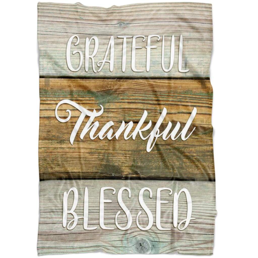 Grateful Thankful Blessed Fleece Blanket | Adult 60×80 inch | Youth 45×60 inch | Colorful | BK2611