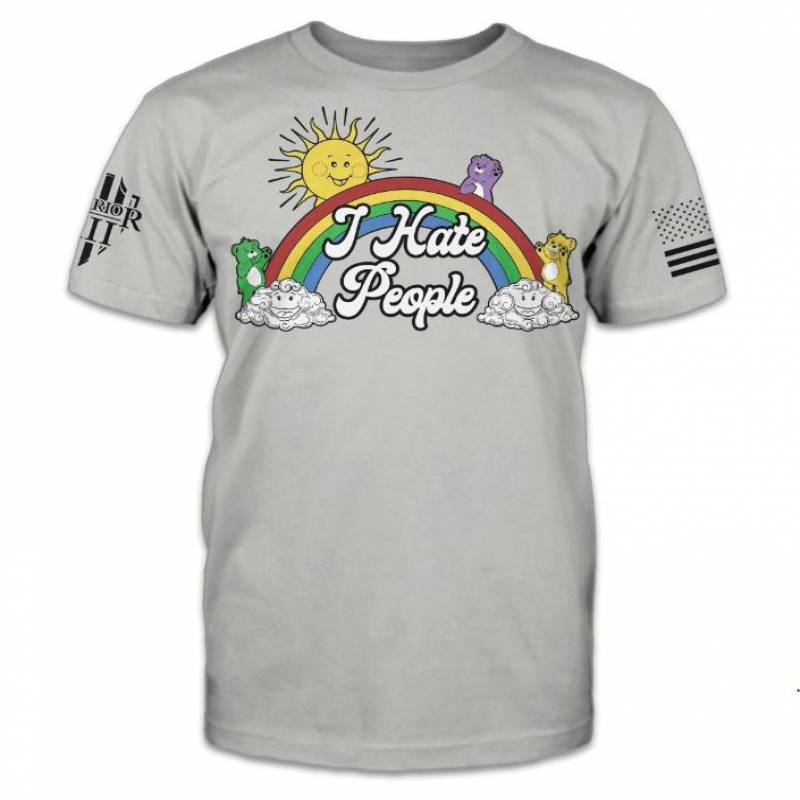 Camping Hiking Care Bear I Hate People Rainbow shirt -Blink