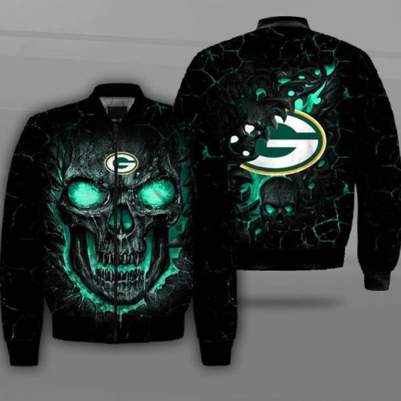 Green bay packers lava skull all over printed shirt – maria