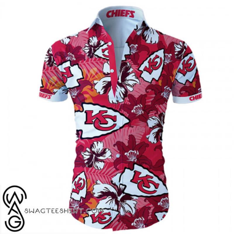 Kansas city chiefs tropical flower hawaiian shirt – Maria