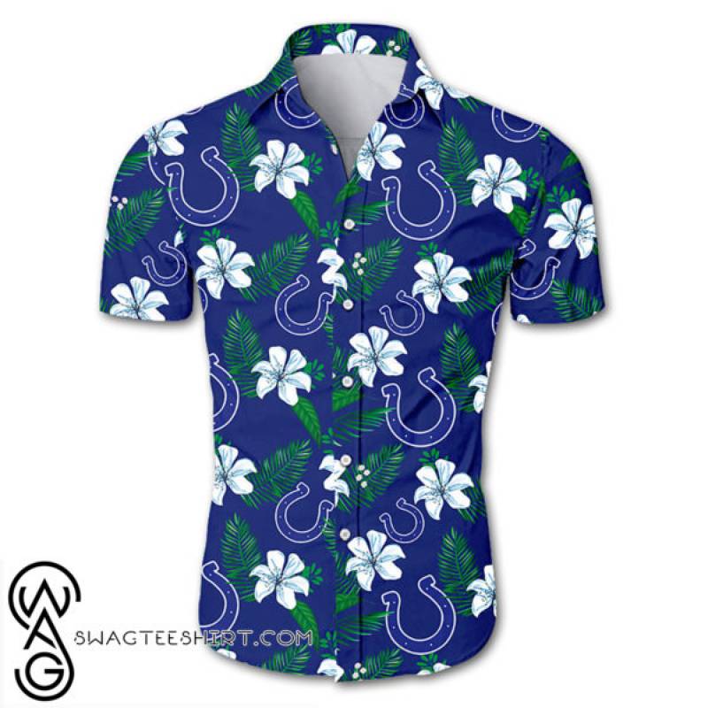 Indianapolis colts tropical flower hawaiian shirt – Maria