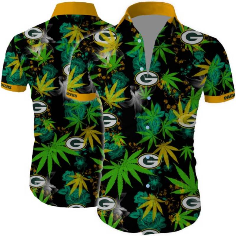 Green bay packers cannabis all over printed hawaiian shirt – Maria